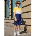 thumbnail image 5 of Arshiner Boys' 2-Piece Cotton Outfit Color Block T-Shirt and Shorts Set Summer Camo Clothes, 5 of 6