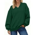thumbnail image 3 of UVN Womens Oversized Sweatshirts Fall Winter Long Sleeve V Neck Hoodies Ladies Casual Loose Pullover Clothes, 3 of 7