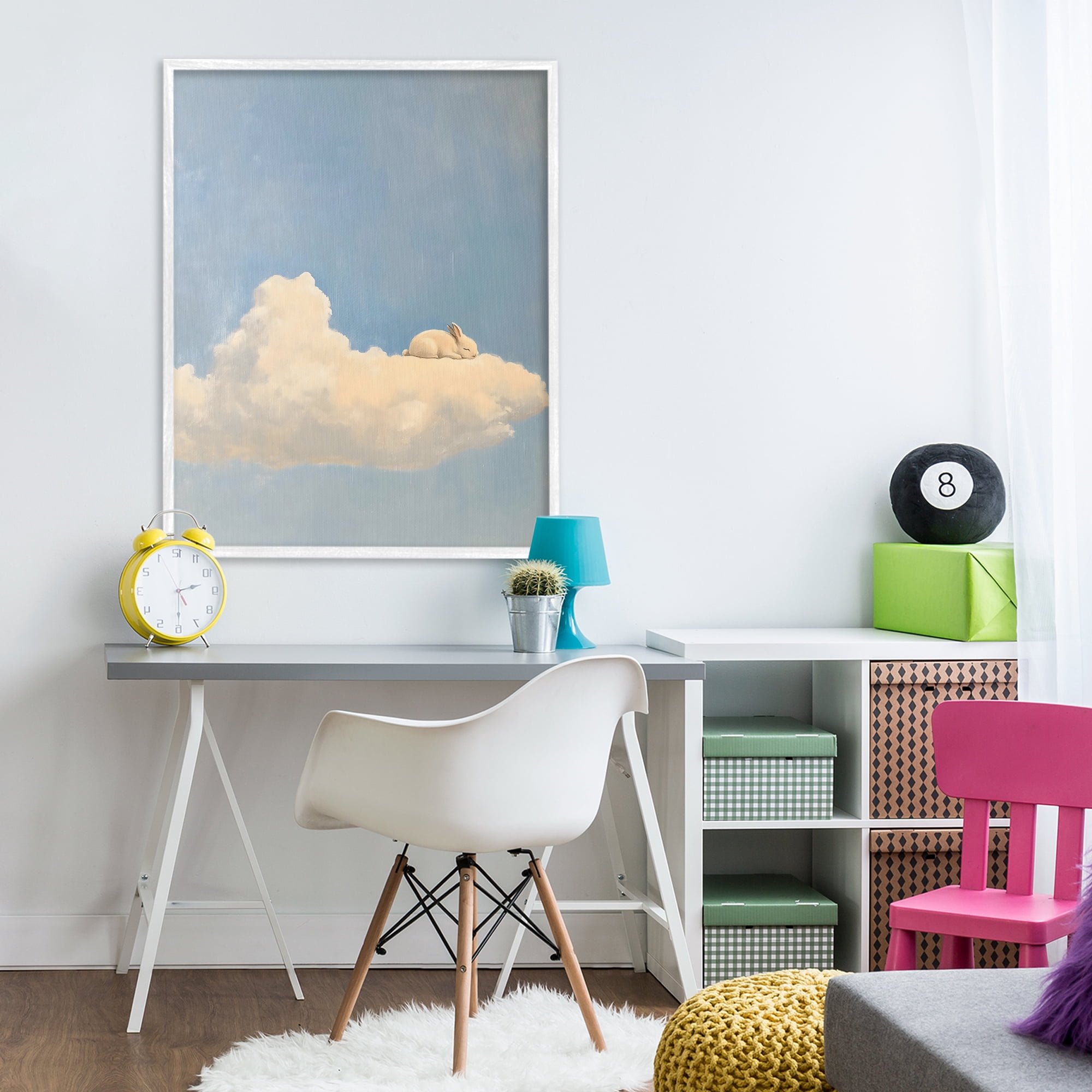 Stupell Industries Sleeping Bunny on Cloud White Framed Giclee Art, design by The Prints Vibe