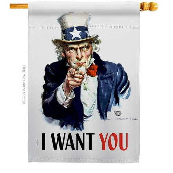 Ornament Collection H192348-BO 28 x 40 in. I Want You House Flag with Armed Forces Service Double-Sided Decorative Vertical Flags Decoration Banner Garden Yard Gift