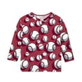 thumbnail image 4 of Ugoldhm Girls Casual Shirts Crewneck Baseball Printed 3/4 Sleeve Tops Summer Fall Kids Clothes, 4 of 5