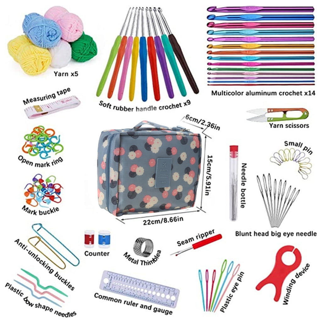 Gieenan Beginner Crochet Kits Include Ergonomic Hooks, Knitting Needle, Sewing Marker
