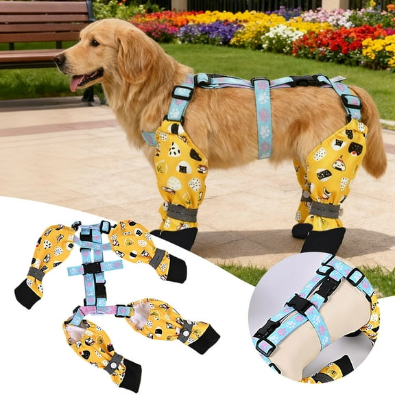 ibiyuan Dog Suspender Boots Dog Paw Covers Anti- Fall Waterproof Dog Shoes Leggings, Dog Paw Protector for Small Medium Dogs, Adjustable Dog Boots Pet Shoes for Outdoor,L