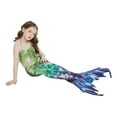thumbnail image 4 of WOYY Little Girls Scale Print Rullfe Bikini Set with Fish Tail Swimwear 3Pcs Bathing Suit, 4 of 5