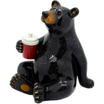 Western Rustic Black Bear Sitting With Red Cooler Tumbler Figurine Summer Bears