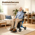 thumbnail image 3 of Arshin Foldable Rollator Walker with Seat for Seniors–450 lbs Heavy-Duty Support,Lightweight 19 lbs,10" All-Terrain Wheels for Indoor & Outdoor Use,Adjustable Handles,Compact Fold(Blue), 3 of 10