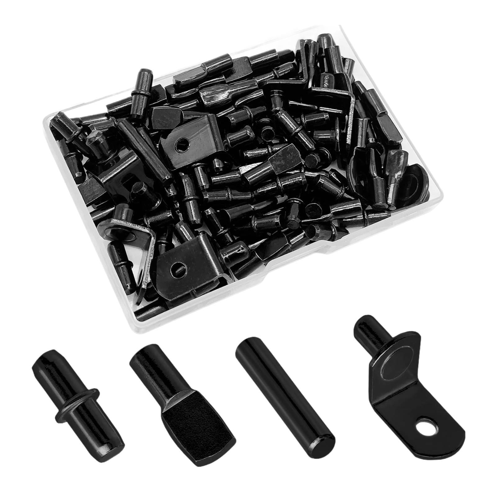 WLPZXP 104x Shelf Pins Holders Metal Pegs Assortment Versatile Nickel Shelf Bracket Pegs for Cupboard Pantry Shelving Bracket black
