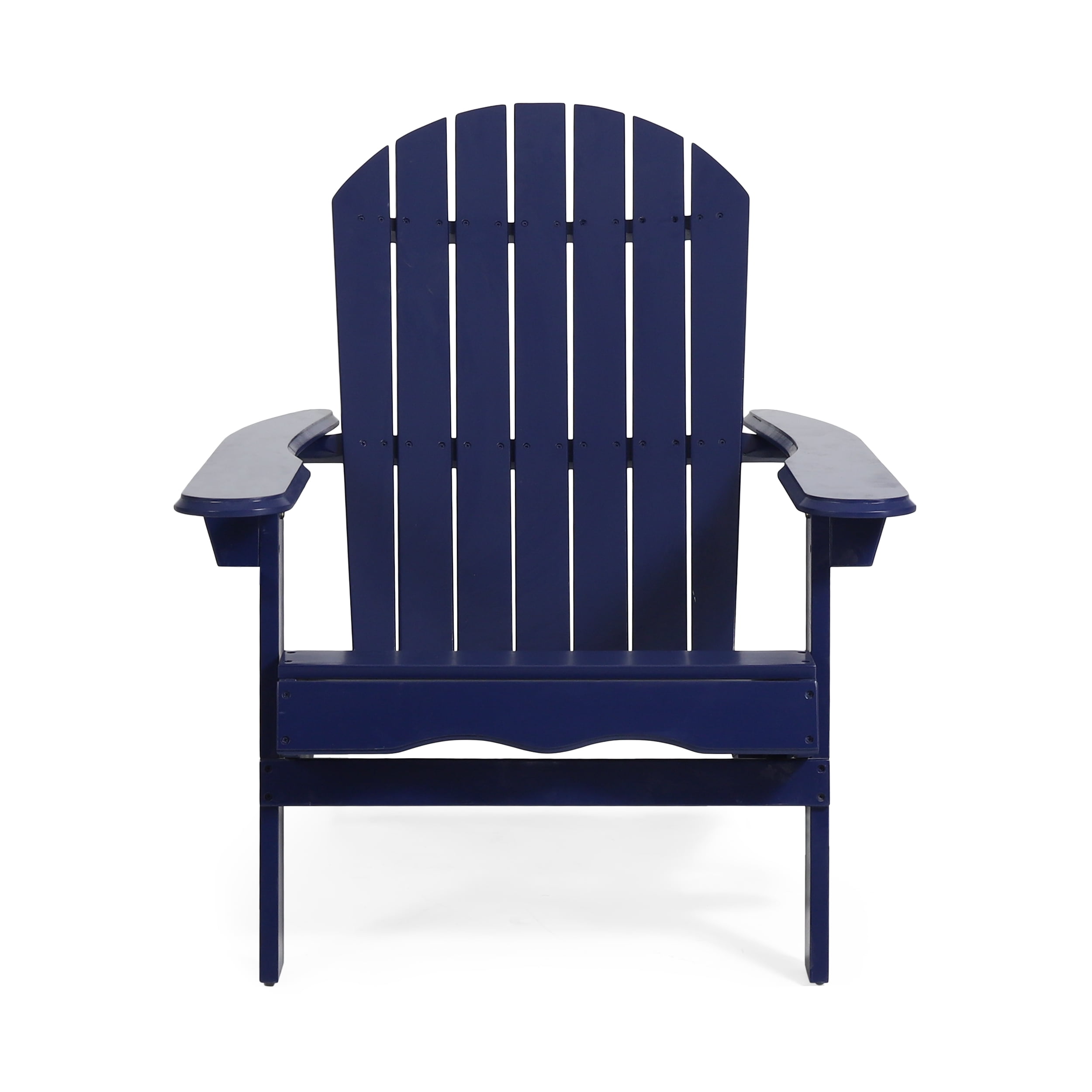 Ariel Outdoor Acacia Wood Folding Adirondack Chairs with Cushions (Set of 2), Navy Blue