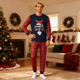 thumbnail image 3 of CUZIBR Family Outfits Matching Sets Plaid Classic Crewneck Cute Hat Letter Print Long Sleeve Shirt And Trousers Casual Clothes Cozy Clothing Outfit For Dad Outfits Set,Red,L, 3 of 4