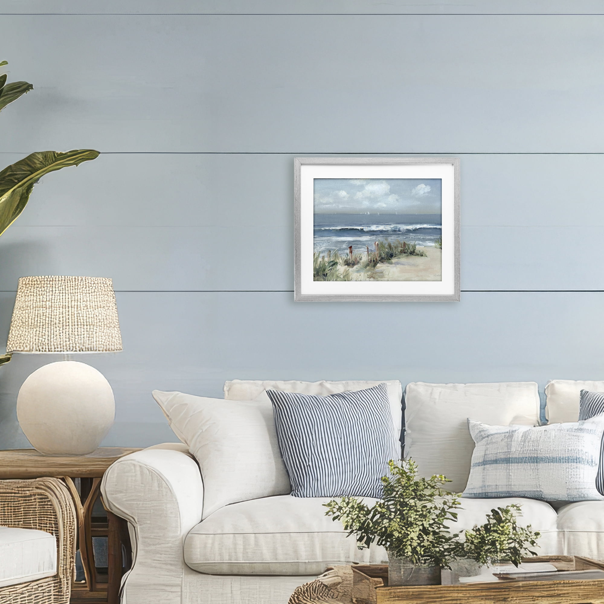 Stupell Industries Brushed Expression of Coast Gray Framed Print Under Glass, design by Sally Swatland