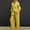 Yellow plus size two piece set a1, variant on Women Plus Size Collared Long Sleeve Shirt Wide Leg Pants Two Piece Set Solid Boho Casual Lounge Outfits Loose Matching Sets Airport Travel Clothes, Yellow M