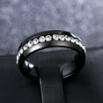 thumbnail image 3 of White CZ Stainless Steel Engagement Band Men Womens Wedding Black Ring Size 5-13, 3 of 6