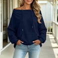 thumbnail image 5 of Women's Sweatshirts Crewneck Off Shoulder Sweatshirt with Pocket Casual Loose Fit Daily Outfits Fall Winter Tops, 5 of 10