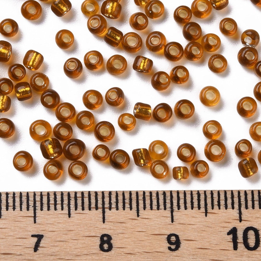 8/0 Glass Seed Beads Silver Lined Round Hole Round Dark Goldenrod 3mm Hole: 1mm about 10000 beads/pound