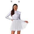 thumbnail image 6 of Aislor Womens Alien Space Cadet Rave Outfits Shiny Tulle Hem Dress with Headwear White 3XL, 6 of 7