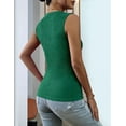 thumbnail image 4 of Women'S High Neck Tank Top 2025 Summer Casual Ribbed Knit Slim Fitted Basic Textured Sleeveless Shirts Green XXL, 4 of 5