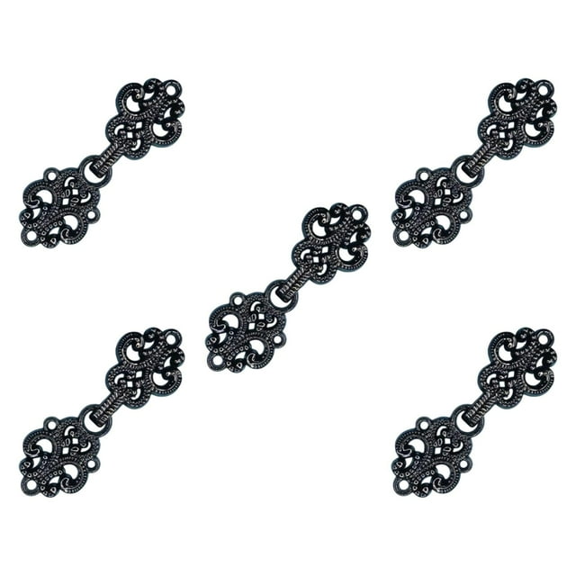 jifeng 5Pcs Cloak Clasp Fasteners Clasp Closure Buttons for Costumes Sweater Outfit Black