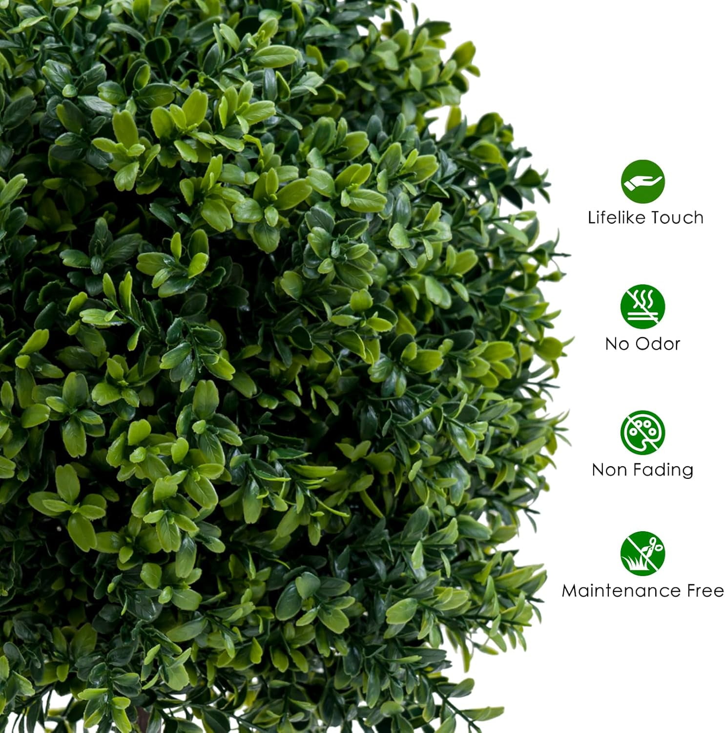 Garvee Artificial Topiary Trees Set of 2 Fake Topiary Boxwood Ball Tree without Fruit Faux Shrubs Plants Green Decor Indoor Porch Garden Dark Green 20inch