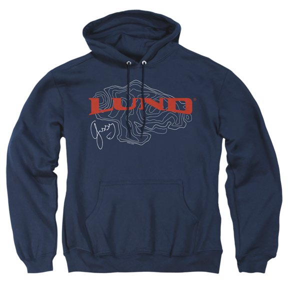 Lund Fish Finder Logo Adult Pull-Over Hoodie, Navy, Small