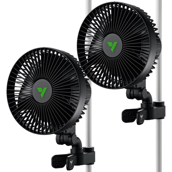 VIVOSUN AeroWave A6 Grow Tent Clip Fan, 6" Auto Oscillating Fan, Secure Non-Slip Clamp, Strong Air Circulating, and Low Noise, for Hydroponic Ventilation, 2-Pack
