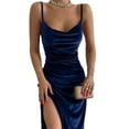 thumbnail image 3 of XXXITICAT Women's Velvet Cami Dress Spaghetti Straps Cowl Neck High Coccktail Party Midi Dresses(ZQ,L), 3 of 4