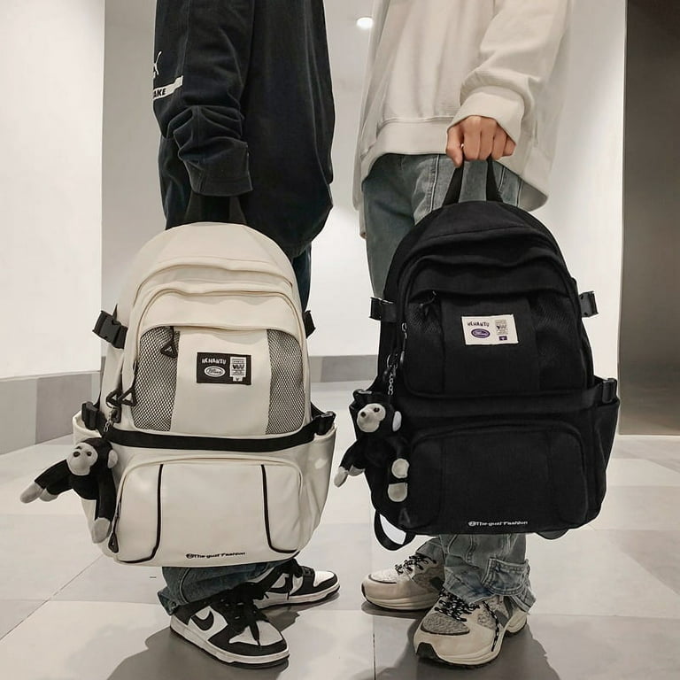 Large-capacity Backpack Travel Female Korean Version Bag Junior High And  Middle School Students Casual School Bag,Beige
