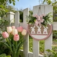 thumbnail image 2 of Easter Bunny Wooden Door Hanger with Bow, Rustic Spring Wreath Sign for Indoor & Outdoor Home Decor, 2 of 6