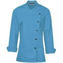 Long Sleeves Sky Blue Color New Chef Coat Jacket Uniform for women ideal for food service, Caterers and Culinary professional M Size
