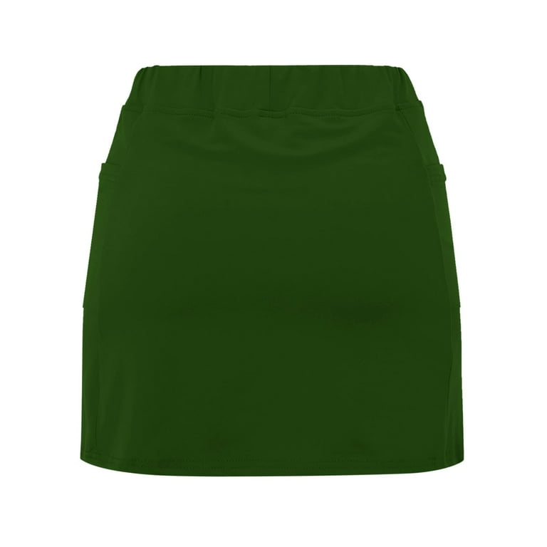 Skorts for Women Knee Length Plus Size 2 In 1 Quick Drying Longer Length Running Inner Shorts High Waisted Golf Skorts for Women Plus Size Womens Skorts for Summer Dressy Skirt for Women