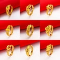 thumbnail image 5 of Live plating 24k simulation gold jewelry ladies rose ring Vietnam sand gold ring-style4, 5 of 6
