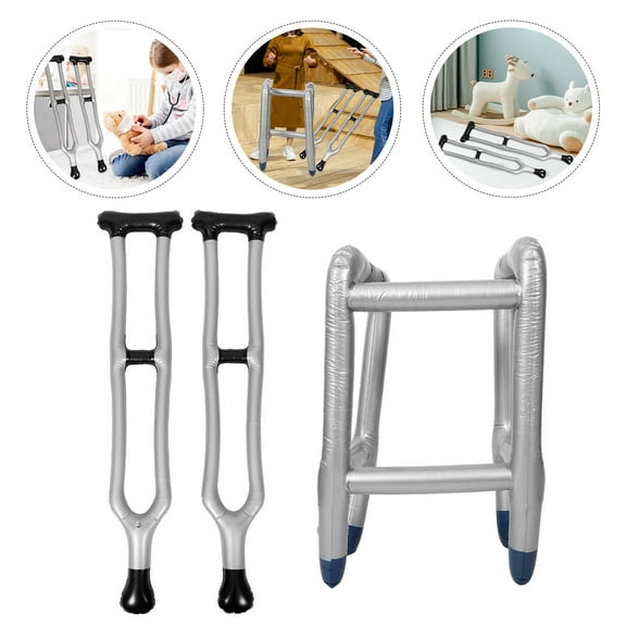 FRCOLOR 1 Set Inflatable Crutch Plaything Performance Walking Stick Medical Rack Inflate Toy