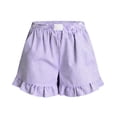 thumbnail image 4 of hotojiny Striped Shorts for Women Summer Beach Vacation Clothes Spring Trendy Elastic Waist Ruffle Shorts with Pockets, 4 of 7