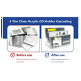 thumbnail image 4 of 3X 4Tier Clear Acrylic CD Holder Cascading CD Storage Rack,DVD/CD Display Rack & Vinyl Record Storage Stand, 4 of 7