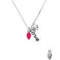 thumbnail image 2 of Delight Jewelry Silvertone Christmas Lights - Hot Pink Resin - Love and Lock Charm Necklace, 18"+1", 2 of 4