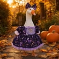thumbnail image 5 of Halloween Black Cat Witch Porch Goose Outfit for 23 Inch Goose Statue, Purple Lace Dress with Bow Headband, Spooky Magic Witch Theme Front Porch Decor, Farmhouse Outdoor Lawn Decor, 5 of 7
