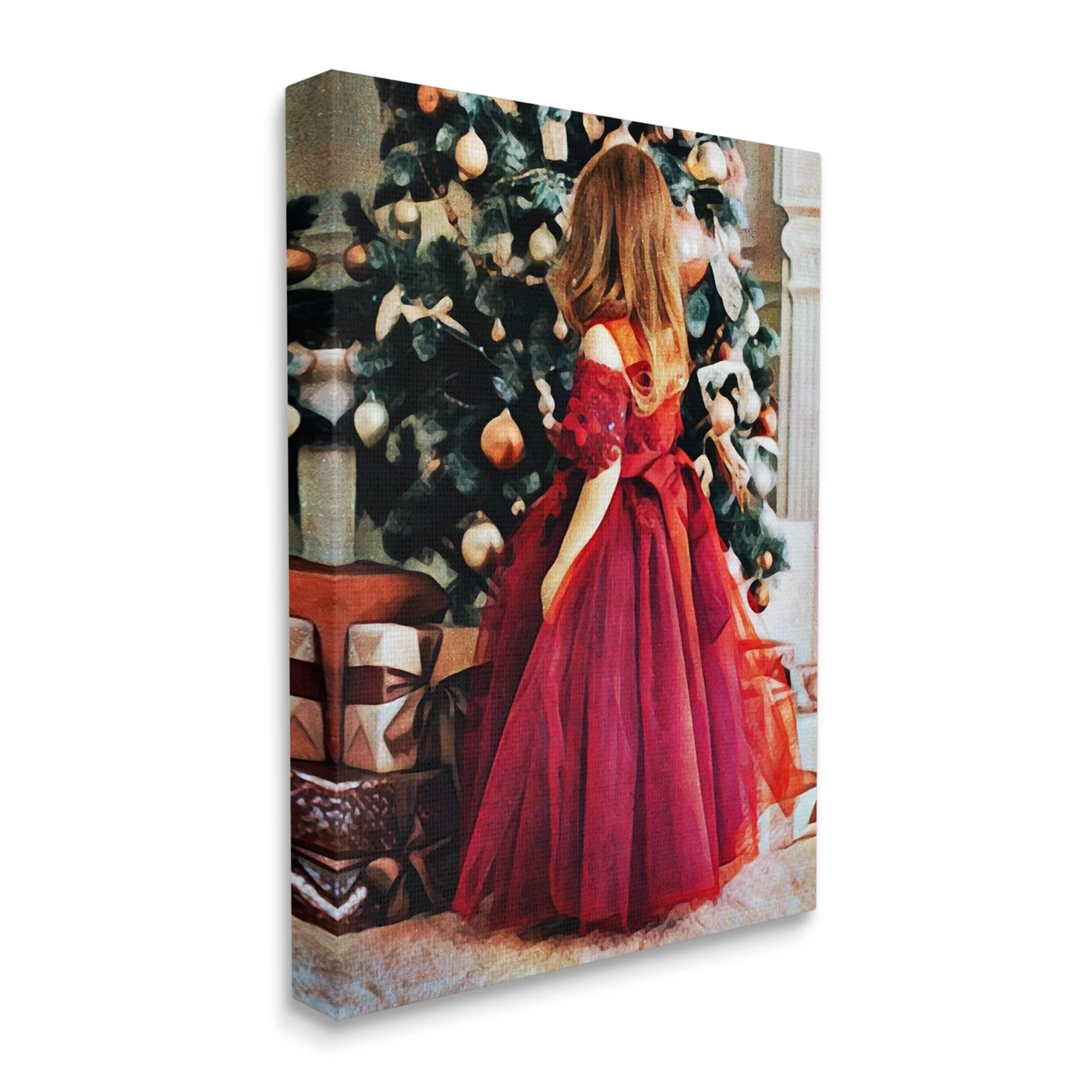 Stupell Child On Christmas Day Gifts Holiday Photography Gallery Wrapped Canvas Print Wall Art