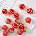 thumbnail image 6 of Twfbrm 16 Pcs Christmas Tree Balls Ornaments, 2.36" Red & Gold Shatterproof Plastic Decorative Ball Pendants, 4 Style Glitter Xmas Tree Hanging Baubles Christmas Decorations for Home Party, 6 of 7