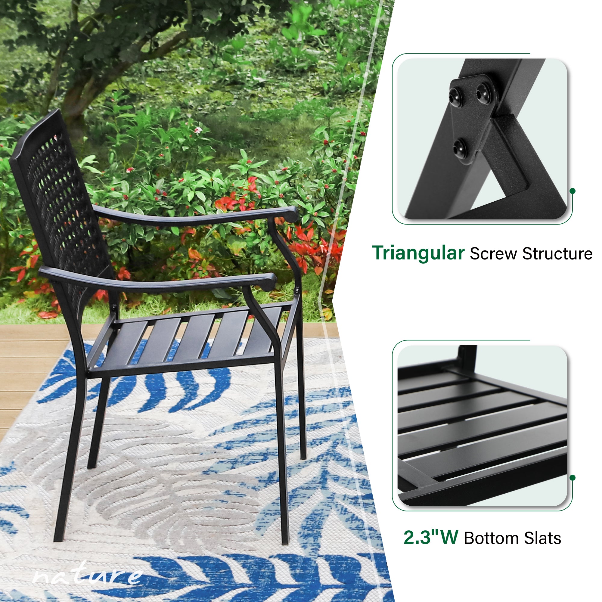 Sophia & William 5 Pieces Patio Outdoor Dining Set Metal Stackable ...