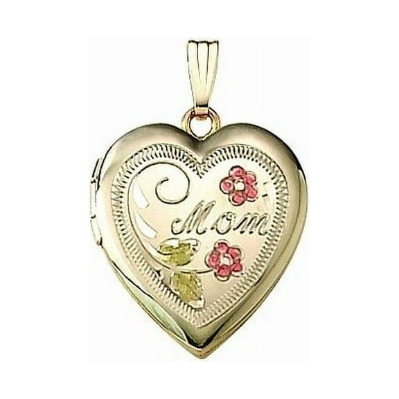 Picturesongold.Com 14K Gold Filled "Mom" Unisex Adult Heart Locket Necklaces - 3/4 inch x 3/4 inch