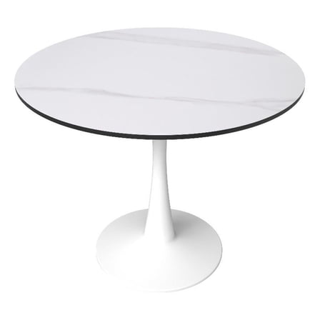 Pemberly Row Dining Table 31" Sintered Stone Tabletop - White Steel - White