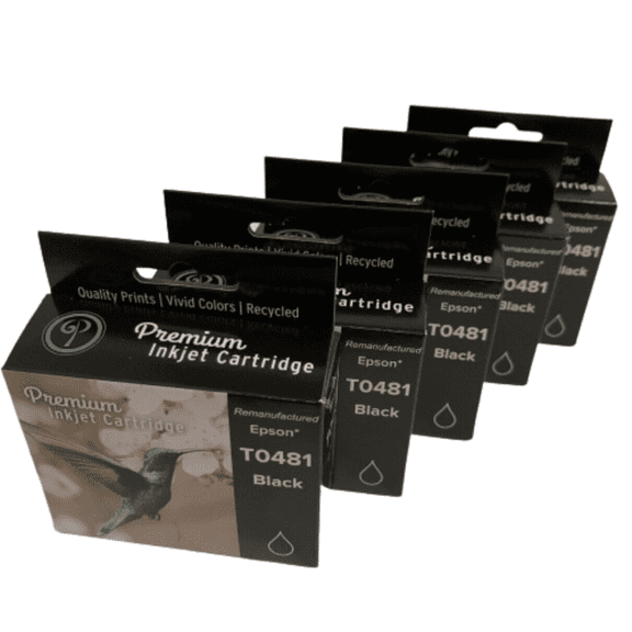 5PK Black Ink Cartridge for Epson T0481 - Fits Epson R200 R220 R300 R300M R320 R340 RX500 RX600 RX620