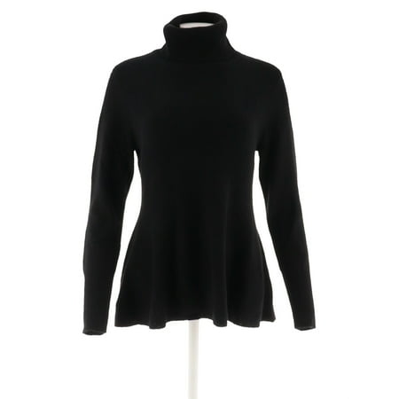 Isaac Mizrahi 2-Ply Cashmere Turtleneck Peplum Sweater (Best Cashmere Sweater Brands)