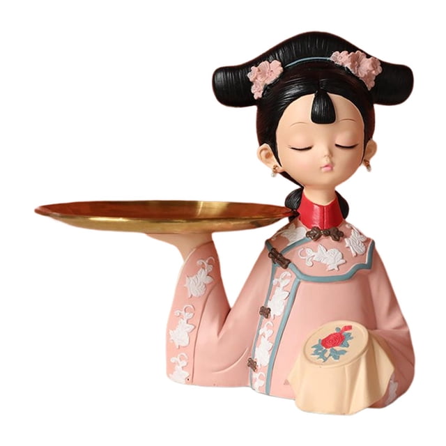 Bandeja de almacenamiento con forma de niña, de resina, para llaves de entrada, para galletas y dulces, moderna 25x22cm