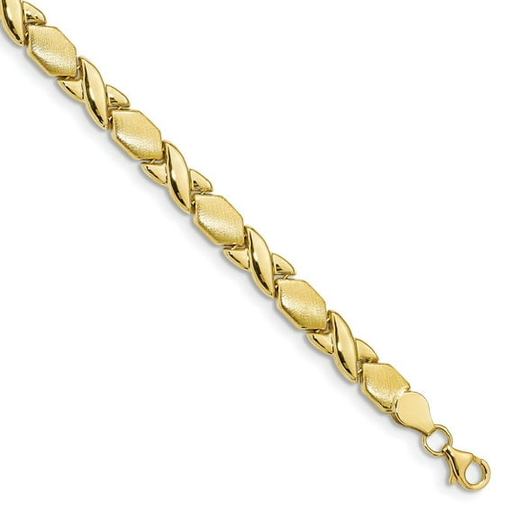 Leslie's Real 10kt Yellow Gold X & O Fancy Bracelet; 7.25 inch; for Adults and Teens; for Women and Men