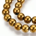 thumbnail image 3 of Non-magnetic Synthetic Hematite Beads Strands Grade A Round Golden Plated 6mm Hole: 1.5~2mm about 65~70pcs/strand, 3 of 3