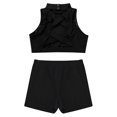 thumbnail image 4 of Linjinx Girls 2PCS Sport Outfits Racerback Crop Top with Booty Shorts Set Ballet Dance Gymnastics Black 14, 4 of 7