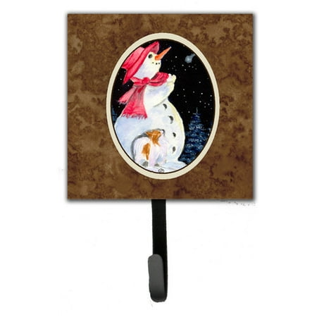 Caroline's Treasures Snowman with Papillon Leash Holder and Wall Hook