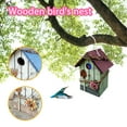 thumbnail image 4 of BirdHouses for Outside with Pole, Wood Birdhouse for Outdoors Hanging Garden Patio Decorative for Sparrow Throstle Outdoor Nesting Box, 4 of 9