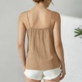 thumbnail image 5 of Otntypg Womens Summer Tank Tops Sleeveless Spaghetti Strap Scoop Neck Casual Pleated Cami Blouse Loose Fit Beach Vacation Flowy Shirts Outfits Khaki L, 5 of 10