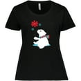 thumbnail image 3 of Inktastic Polar Bear With A Scarf, White Bear, Snowflakes Women's Plus Size T-Shirt, 3 of 5